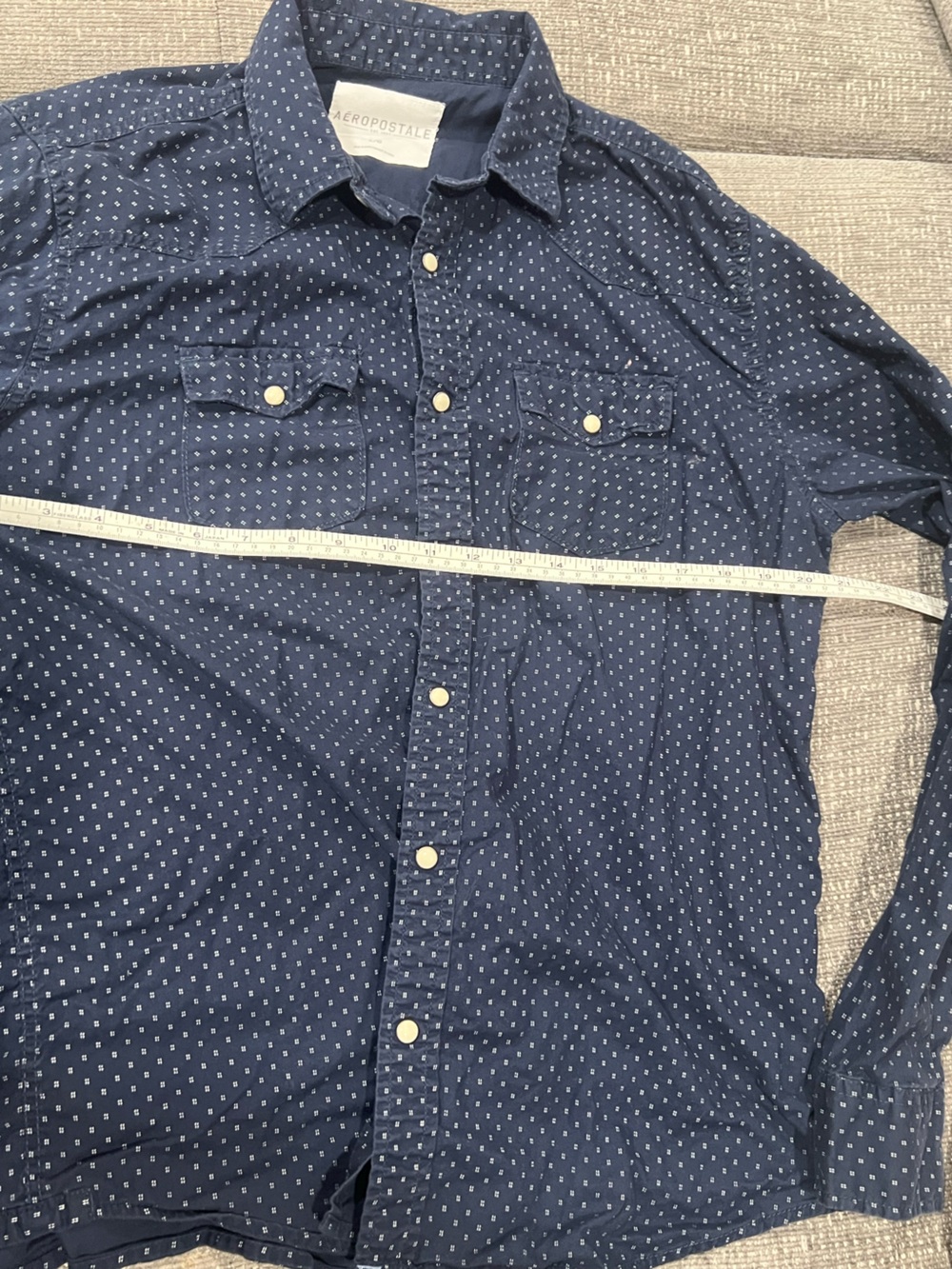 Aeropostale Navy Blue Maxi Skirt with White Micro Dot Print